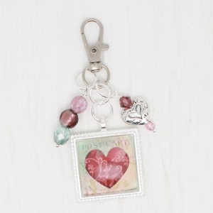 Valentine zipper pull/ Mini scissor fob/ key ring charm
