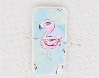 Flamingo magnetic  needle minder/cover minder for cross stitch, embroidery, needlepoint, or diamond paintin