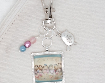 Love Is In The Air zipper pull/ Mini scissor fob/ key ring charm