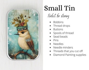 Christmas bird storage case for cross stitch, embroidery, needlepoint, sewing or diamond painting
