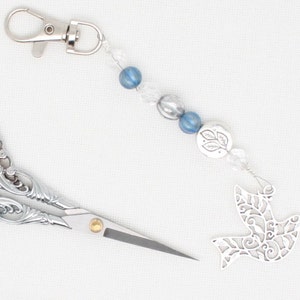 Dove scissor fob/scissor decoration for cross stitch or embroidery scissors