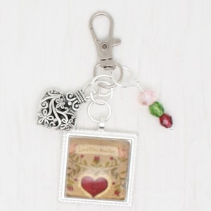 Valentine zipper pull/ Mini scissor fob/ key ring charm