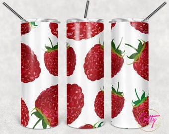 Rasberry 20oz Straight Tumbler Wrap Seamless Design PNG