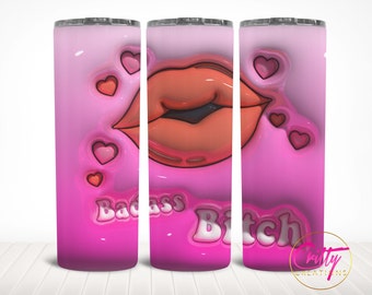 Unique Sublimation Tumbler Template - Inflated Badass Bitch Design