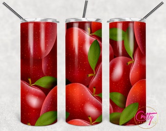 Red Apple Tumbler Wrap Seamless Design PNG