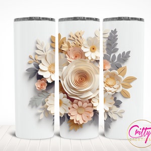 3D Flower Pastel Tumbler Wrap Seamless Design PNG