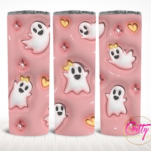 3D Pink Inflated Horror Ghost Sublimation Tumbler