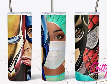 Black Nurse Marvel Wrap 20oz PNG Digital Download