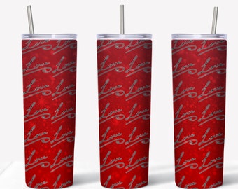 Red Glitter Hearts Seamless Tumbler  - Digital Download