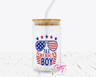 All American Boy 16oz Libbey Glass Can Wrap