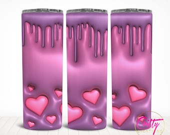 Inflated Purple Heart Tumbler Wrap - 3D Design for Unique Personalized Gifts