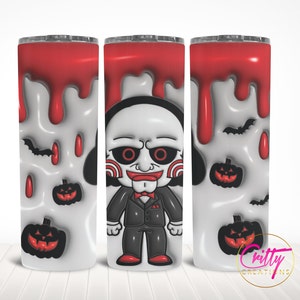 3D Halloween Tumbler Wrap PNG, Digital Download, Inflated Horror 20 oz Tumbler Design Template for Sublimation, 20oz Pumpkin Skinny Tumbler