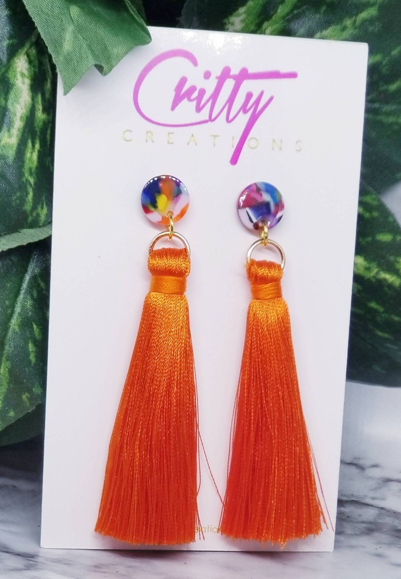 Orange Tassel Earrings