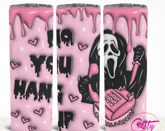 3D Inflated Horror No You Hang Up 20 oz Tumbler Design Template for Sublimation, 3D Halloween Tumbler Wrap PNG