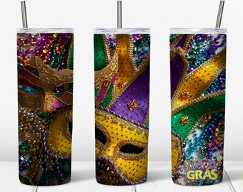 Mardi Gras Mask 2 Wrap 20oz PNG Digital Download