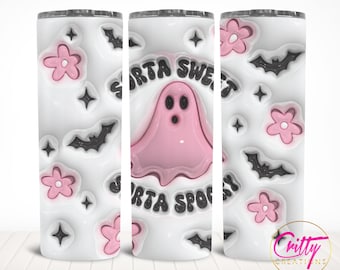 Inflated Halloween ghost 20oz tumbler 20 oz pumpkin Tumbler Wrap Png, 3D Tumbler Design Skinny spooky Digital Download 3D Sublimation Design