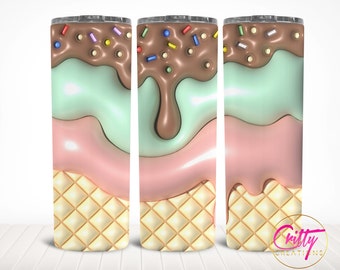 Colorful 3D Inflated Ice Cream Tumbler Wrap
