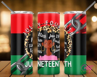 Juneteenth Leopard Print Afro Diva Tumbler Wrap