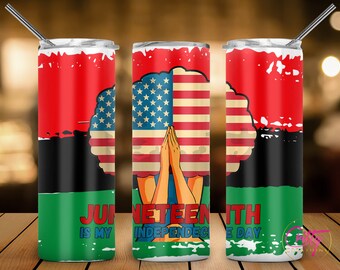 Juneteenth My Independence Afro Flag Tumbler Wrap