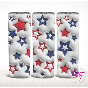 3D Inflated 4th of July Star Tumbler Design - Patriotic and Vibrant Decoration for Celebrations