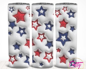 3D Inflated 4th of July Star Tumbler Design - Patriotic and Vibrant Decoration for Celebrations