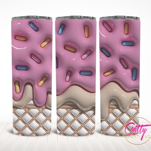 Crème glacée 3D avec Sprinkles Tumbler Design - Fabriquée à la main et unique