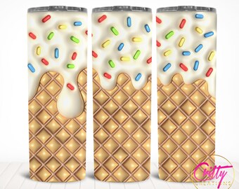 Inflated Ice Cream Cone 20 oz Skinny Tumbler Sublimation Design