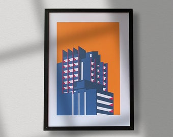 Coventry Brutalist Architecture No. 1 - Illustration d'impression graphique