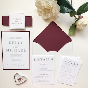 Burgundy Wedding Invitations, Wedding Invite, Customized Invitations, Wine Colored Invitations, Fall Wedding Invite, Winter Wedding
