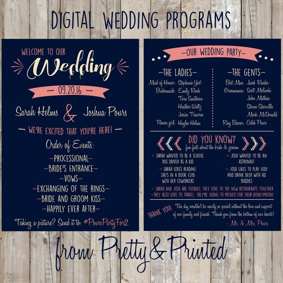 Customized Wedding Program Etsy