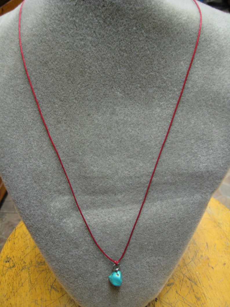 Turquoise pendant on adjustable red cord gifts for girls or boys surfing skating or hiking these will last a long time