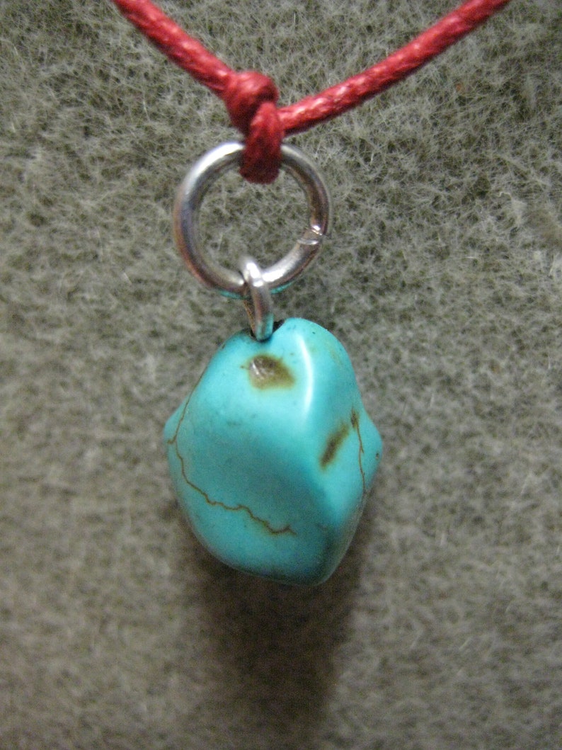 Turquoise pendant on adjustable red cord gifts for girls or boys surfing skating or hiking these will last a long time