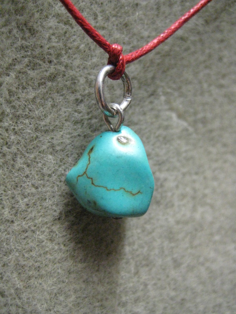 Turquoise pendant on adjustable red cord gifts for girls or boys surfing skating or hiking these will last a long time