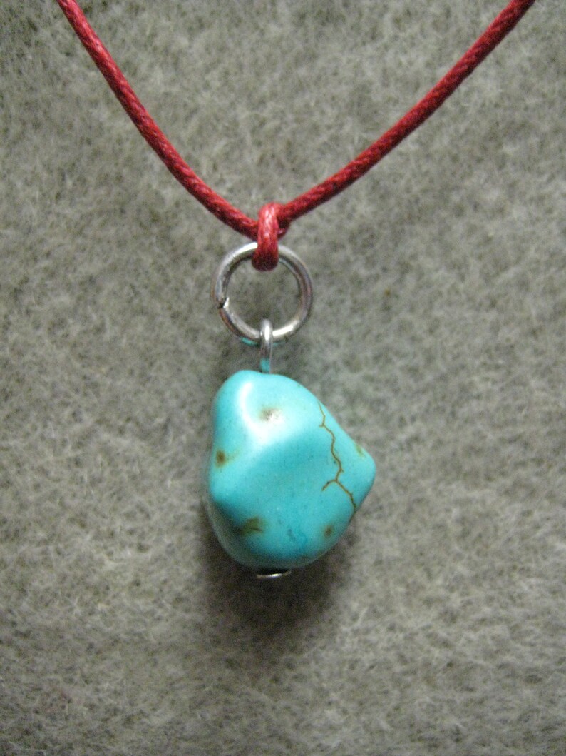 Turquoise pendant on adjustable red cord gifts for girls or boys surfing skating or hiking these will last a long time