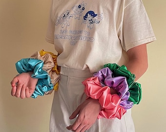 Giant Jumbo Silk Satin Soft Hair Colorful Scrunchie