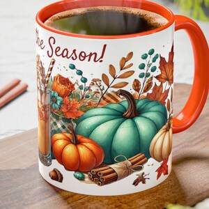 Fall Themed Mug, Autumn Pumpkin Spice Cup, Seasonal Thanksgiving Gift, Cozy Kitchenware, Colorful Drinkware