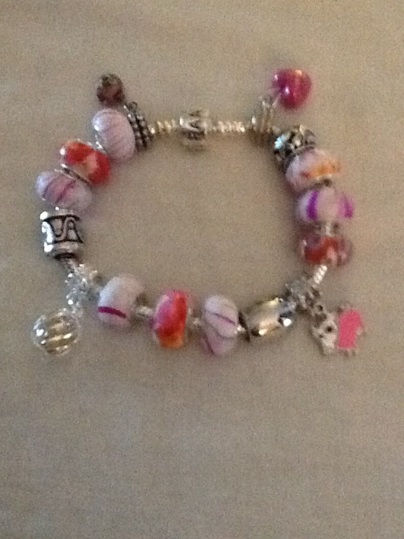 PINK and PURPLE CHARM Bracelet image 1