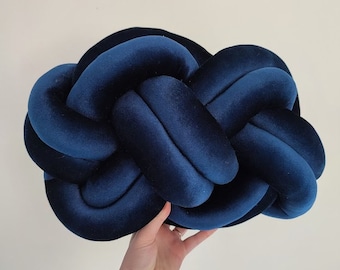 Knot Pillow, Pretzel pillow, Modern Knot Pillows, Navy Blue Knot Pillow, Knot Cushion, Dark Blue Flat Pillow, Decorative Cushion
