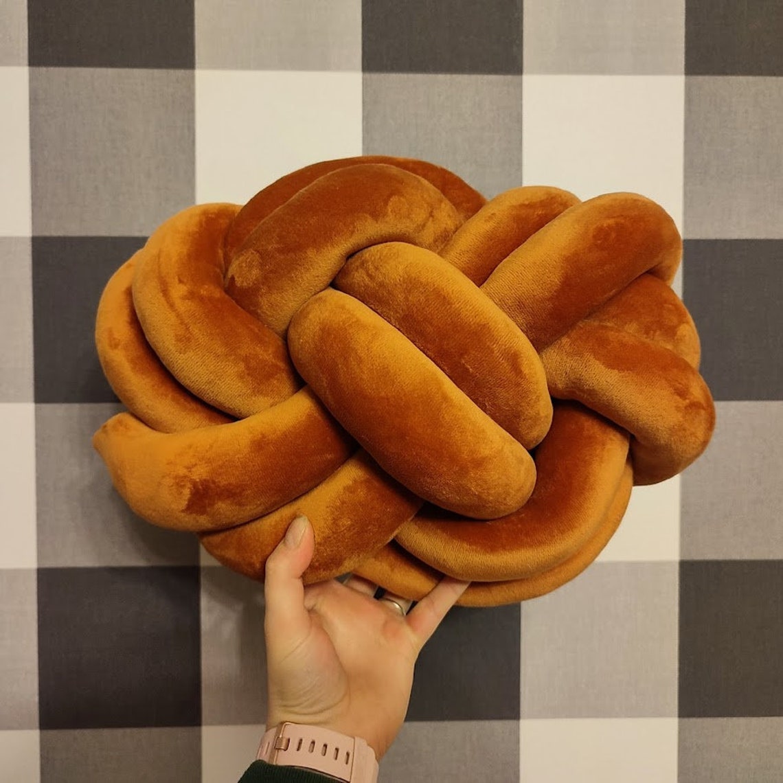 Knot Pillow Pretzel Pillow Modern Knot Pillows Orange Etsy