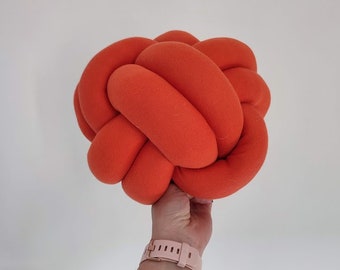 Knot Pillow, Orange Knot Pillow, Jersey Polyester Knot, Knot Cushion, Large Floor Cushion, Knot Pillow, Large Floor Pillow, Orange Pillow