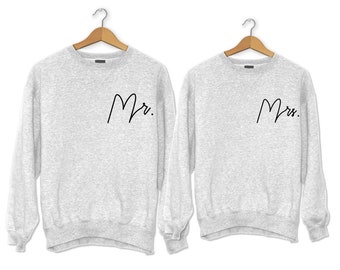 Mr Mrs Sweatshirt, Couples Hoodie, Matching Couple, Couple Sweatshirt, Matching Honeymoon Sweatshirt, 1st anniversary gift for wife