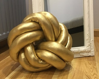 Gold Knot Pillow, Gold Knot Cushion, Gold Metallic Cushion, Floor Pillow, Ball Pillow, Floor Cushion, Bench Cushion, Gold Pillow