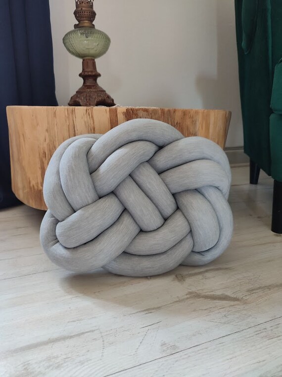 Heather Grey Knot Pillow Knot Cushion Accent Decorative Pillow