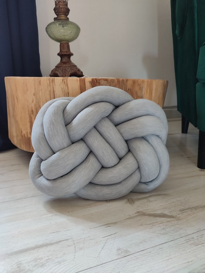 Heather Grey Knot Pillow Knot Cushion Accent Decorative Pillow