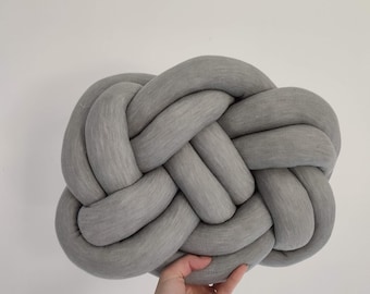Heather Grey Knot Pillow Knot Cushion Accent Decorative Pillow