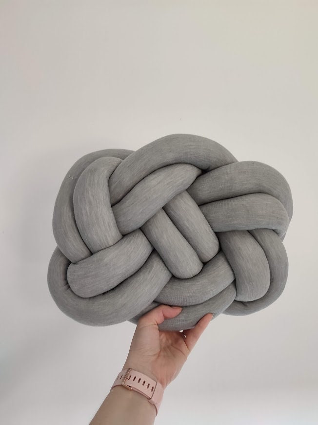 Heather Grey Knot Pillow Knot Cushion Accent Decorative Pillow