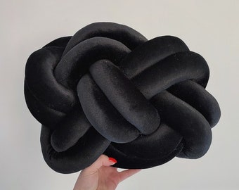 Knot Pillow, Pretzel pillow, Modern Knot Pillows, Black Knot Pillow, Knot Cushion, Black Flat Pillow, Decorative Cushion, Black Pretzel