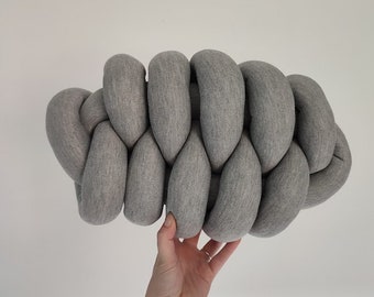 Knot Pillow, Heather Grey Knot Pillow, Jersey Polyester Knot, Knot Cushion, Large Floor Cushion, Large Knot Pillow, Large Floor Pillow,