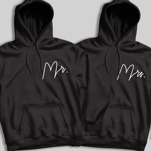 Sudadera Mr Mrs, sudadera con capucha para parejas, pareja a juego, sudadera para parejas, sudadera de luna de miel a juego, regalo del 1er aniversario para esposa imagen 1