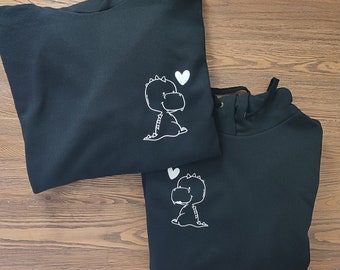 Sweats à capuche Kawaii Couples, Pulls couples dinosaures, Sweat à capuche anniversaire, Sweat à capuche assorti, Sweat-shirt assorti, Cadeaux dinosaures, Sweat à capuche lune de miel